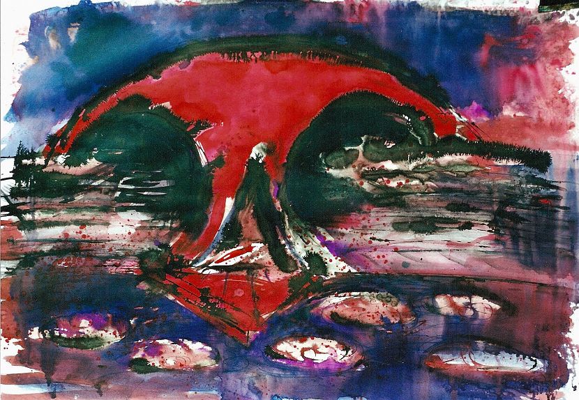 GARTENSCHAU, Lichtdesign, Stimmung 3, Aquarell, 62 x 88 cm